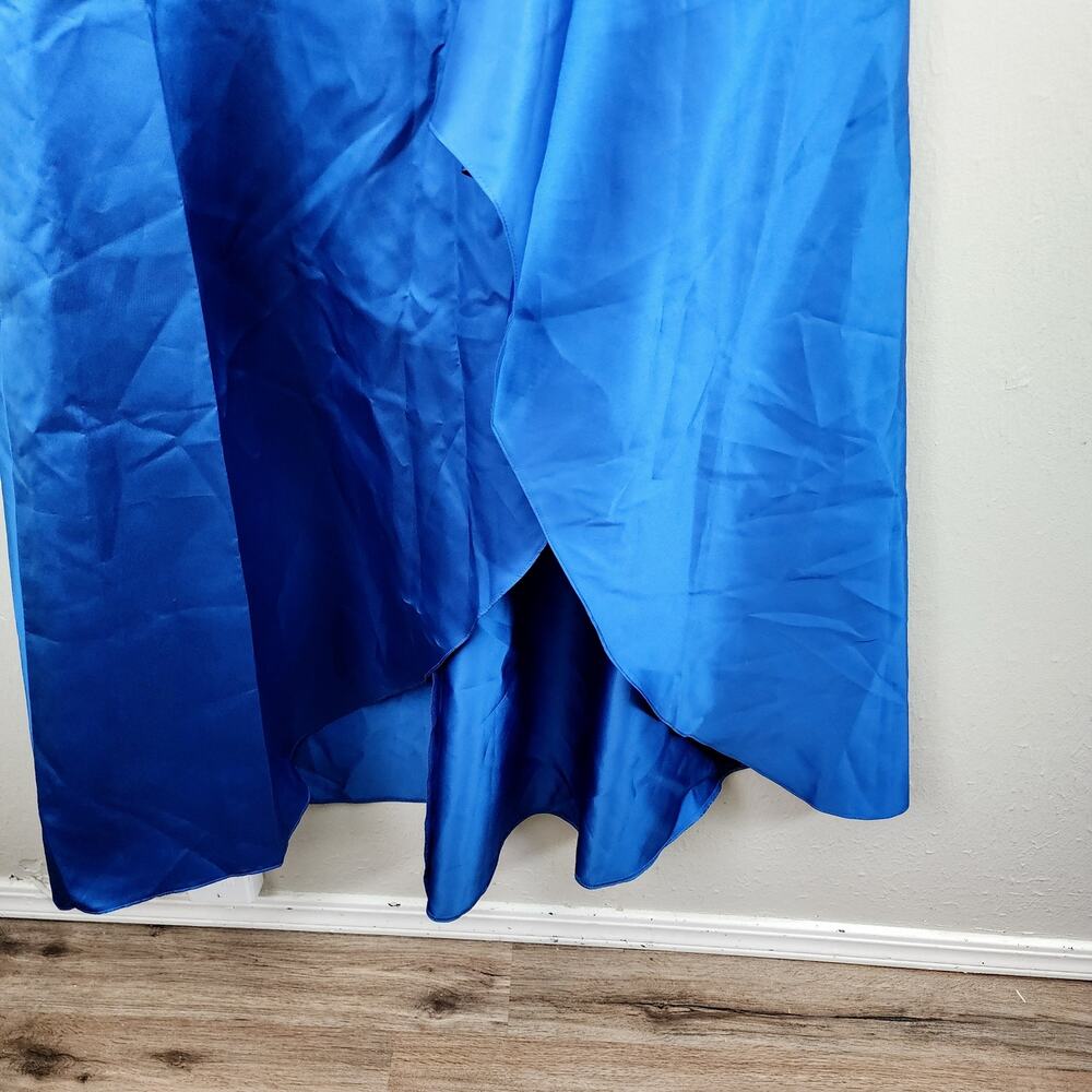 Alfred Sung One Shoulder High Low Satin Gown Classic Blue NWT Size 14 D831 Gown - Picture 8 of 13